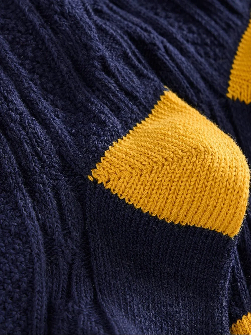 Mini Boden Cable Knit Tights College Navy Yellow Toes 12-18 mos NWT